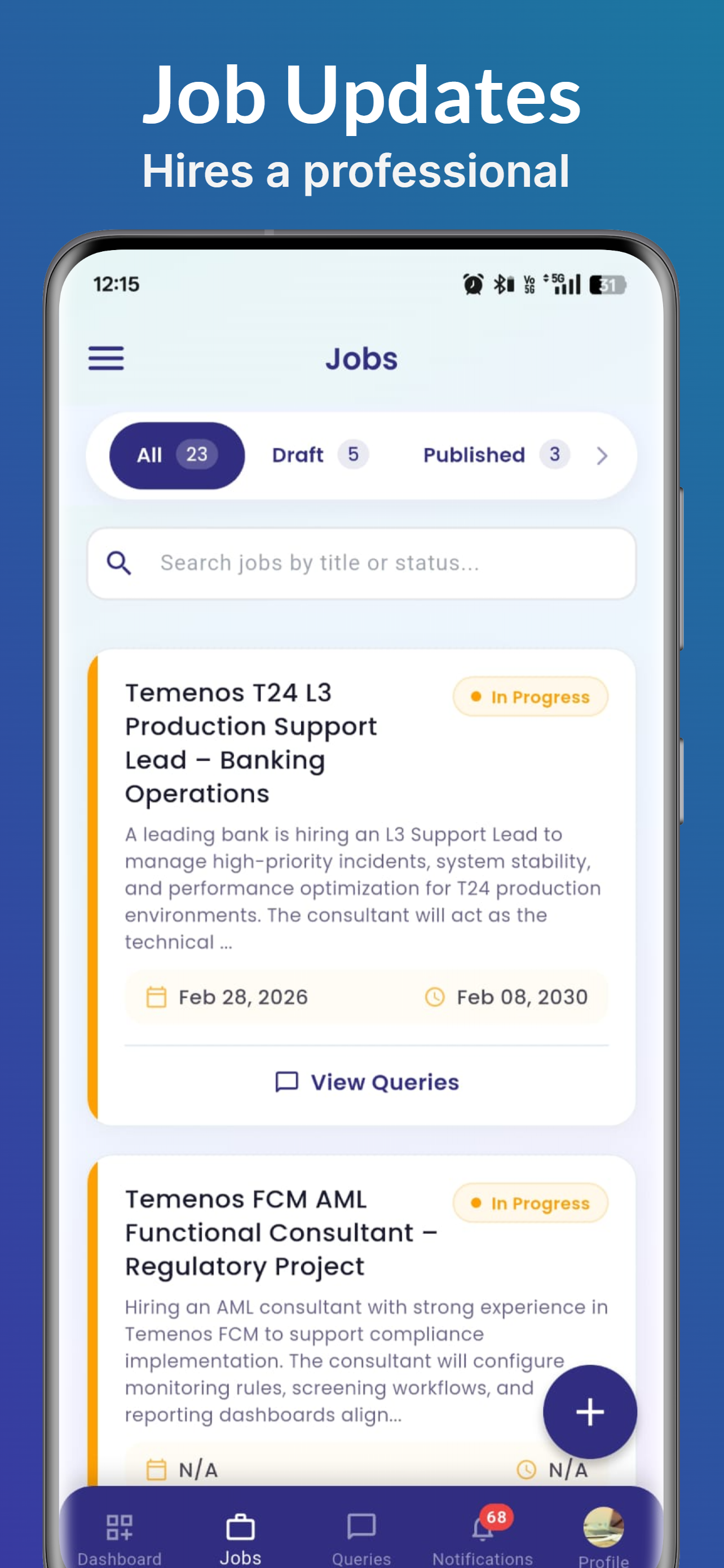 Job updates and listings