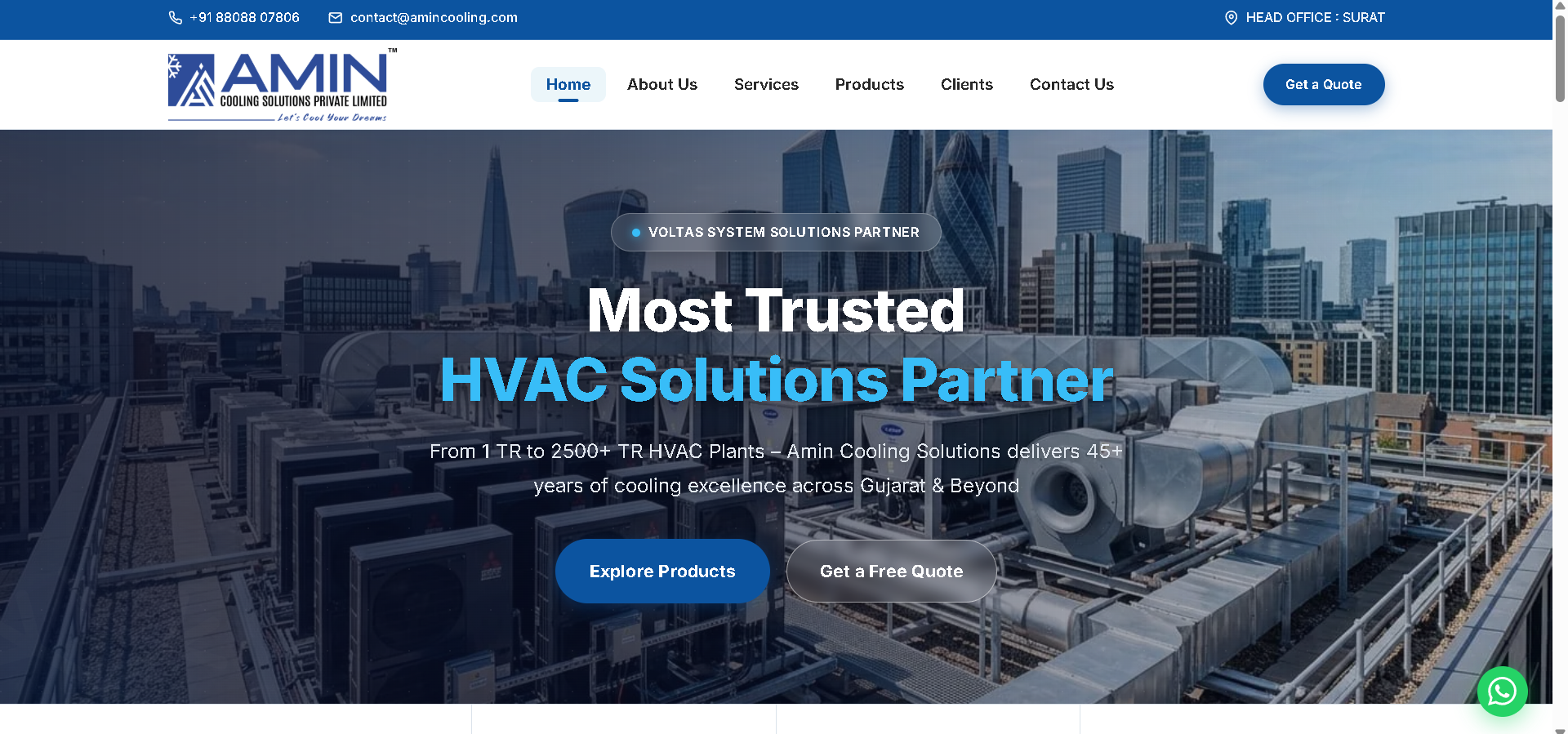 Amin Cooling Solutions homepage hero